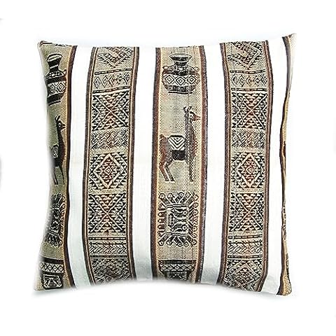 Art Break Pillow Case Cushion Inca Fabric Cover Decorative Peru Cushion Cover Cotton Jauja Peruvian Style Pillowcase for Sofa 18 "X 18 (Blue Inca) Cover