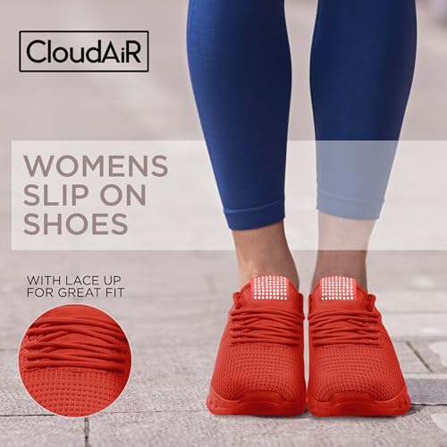 Image of CLOUDAIR Vesta Women's Sneakers: Casual Running, Walking Arch Support Shoes, Lightweight Slip-On Sock Design, Non-Slip Work Shoes for Women, Comfortable Air Cushioned Platform Sneakers
