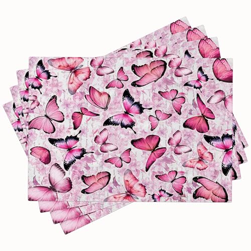 Butterfly Placemats Set of 4 Butterfies Table Mats Washable Place Mats for Home Party Indoor Kitchen Dining Table Decoration 12x18 Inch