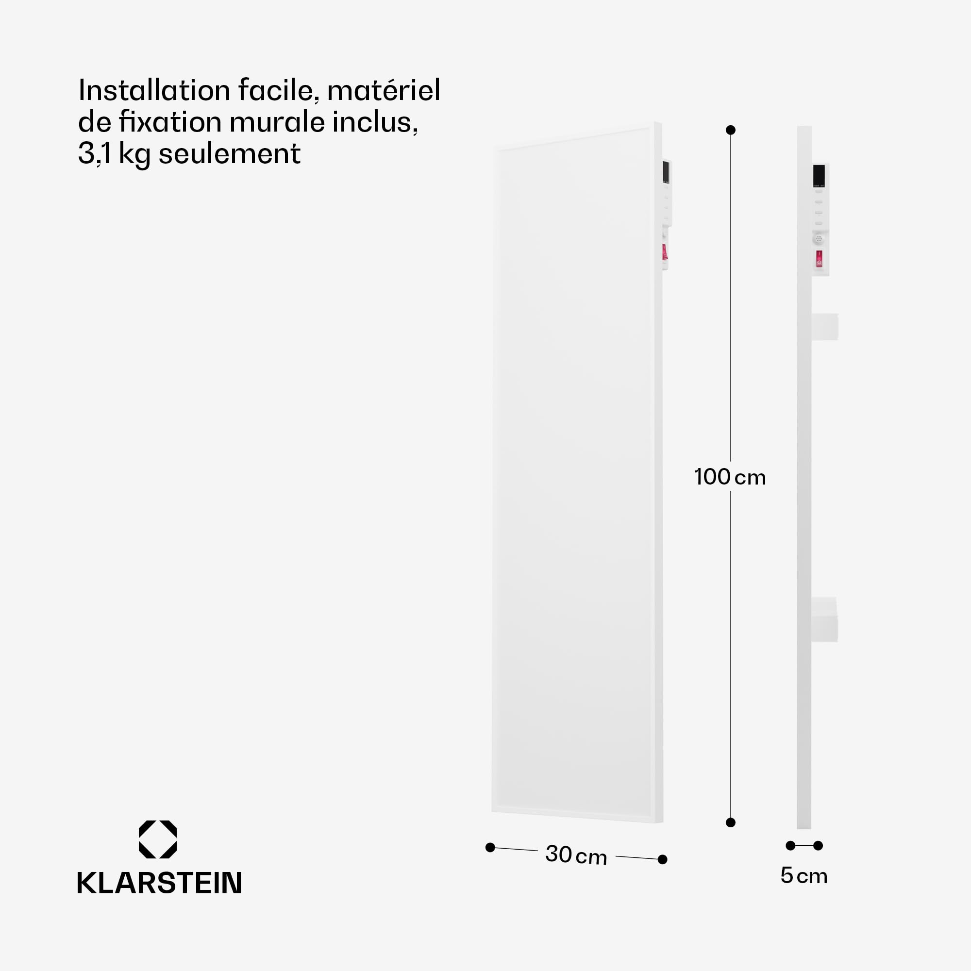 Klarstein Radiateurs Chauffage Radiant Electrique IP24, Chauffage Salle de Bain Infrarouge Intelligent WiFi et App, Radiateur Electrique Mural 320W, Heater avec Détection Fenêtre Ouverte, Thermostat
