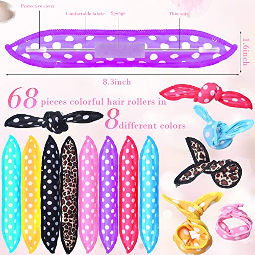 64 Pieces Heatless Sponge Sleep Soft Overnight Hair Curlers Foam Pillow Curlers Diy Night Hair Rollers For Kids Girls Flexible Hair Curling Supplies, Polka Dot, Leopard #TOP1