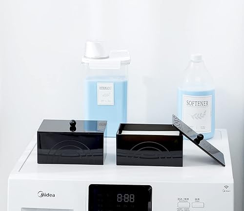 Miniatura 4 de zoocatia Porta hojas para secadora de lavandería, contenedor de cápsulas de detergente transparente, dispensador de bolas de secadora con tapa, caja