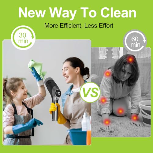 Image of WKY-Electric Spin Scrubber - 10-in-1 Cordless Shower Scrubber & Cleaning Brush with Extendable Handle, 42 in-lbs Ultra High Torque, 2 Speeds, IPX7, LED Display, Smart AI Chip, for Bathroom, Kitchen