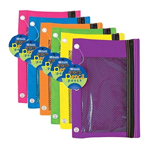 3-Ring Pencil Pouch with Mesh Window Quantity: Case of 144, Color: Bright