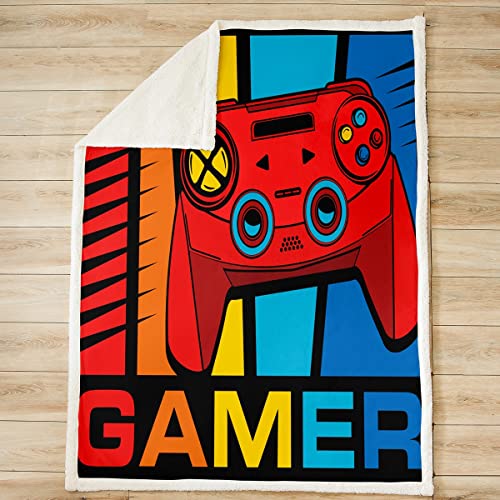 Loussiesd Gamepad Sherpa Throw Blanket Video Game Youth Boys Girls Fleece Blanket for Sofa Couch Gamer Plush Blanket Modern Video Game Controller Room Decor Single 50"x60" Blanket - Image 2