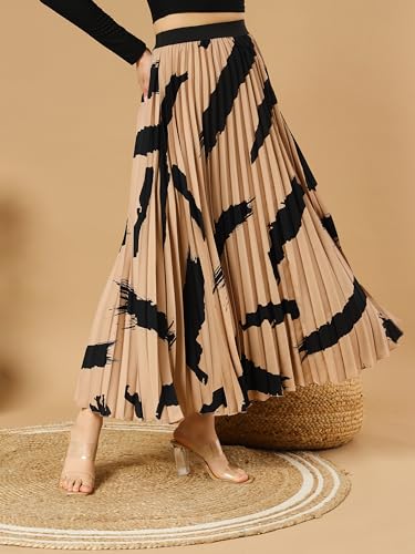 Image of ZWERLON | Effortlessly and Beautiful Floral | Floral Pleated Maxi Skirts for Women | Perfect Long Sleeve, Elastic Waist