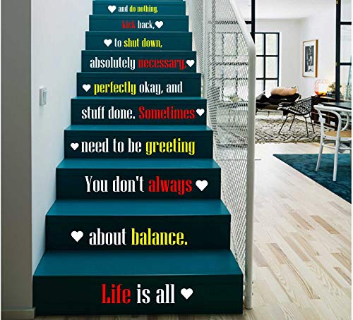 Image of CVANU Letters Wall Decor Stickers Stair Decals Quotes Stairway Decals Quote Steps Vinyl Stickers Lettering Family Staircase Decal Multicolor (Stairs-pg 25)