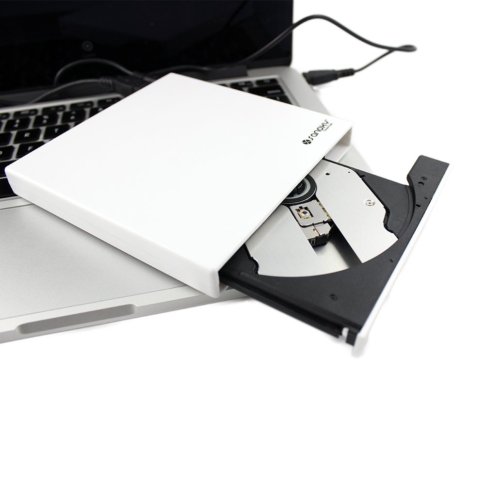 USB 2.0 portátil delgado externo DVD ROM CD-RW Combo Drive Writer con función de lectura y escritura (blanco) 3