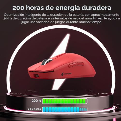 Ratón ATTACK SHARK X6 con base de carga magnética rojo para PC 6
