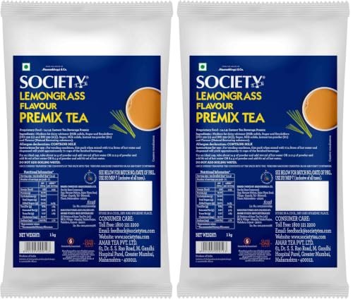 Image of Society One Minute Tea | Lemongrass Flavour | Refreshing Lemongrass flavour | Flavoured Instant Tea | 1 kg Pouch | Pack of 2