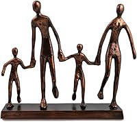 HomeRoots 13" Copper Aluminum Family of Four Handcrafted Tabletop Sculpture - Rustic Modern Decor Statue