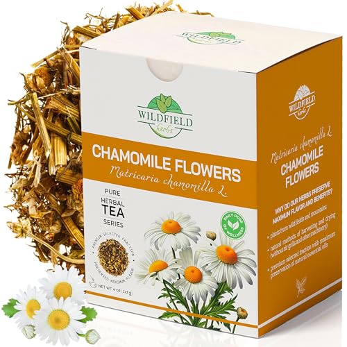 Image of 4 oz. Chamomile Tea Loose Leaf Dried Chamomile Flowers Manzanilla Tea (Matricaria Chamomilla) - 113g Camomile Flower Herb Flores De Manzanilla