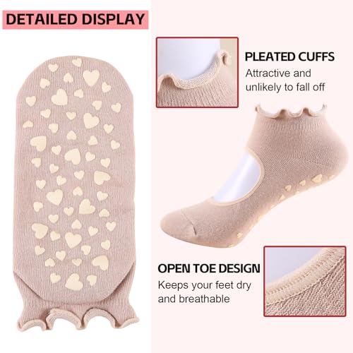 Women's Pilates Anti-Slip Textured Socks, 3-Pair Pack, Suitable for Pilates, Ballet, and Yoga Exercises.2