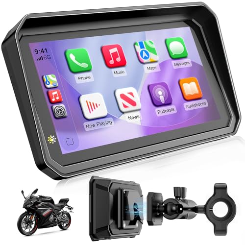 Image of YCV 6 inch Portable Motorcycle Carplay with Android Auto, HD Waterproof Screen, GPS Navigation System, Music Sharing, Light Sensor, Siri /Google Assistant, Bluetooth Call, Quick-Release Magnetic Mount