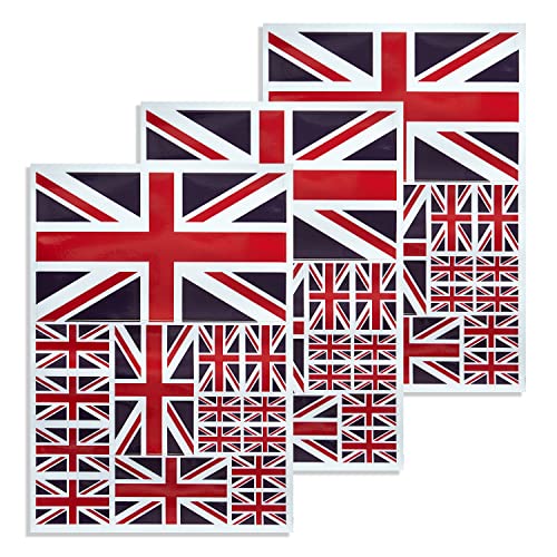 Image of CANTENDO 3Pack U.K Flag Decal - U.K Flags Reflective Vinyl Car Stickers - for Car Window Bumper Waterproof Sticker (12 x 8.5 Inch)