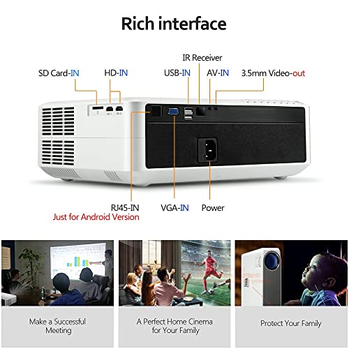 Image of AUN AKEY6S PRO Android 9.0 7500 Lumen Projector - Immersive 1080P 4K Home Theatre, 300 inch Display, 60fps Gameplay, 5000:1 Contrast, Built-in 5W Stereo Speakers for Stunning Cinema Experience