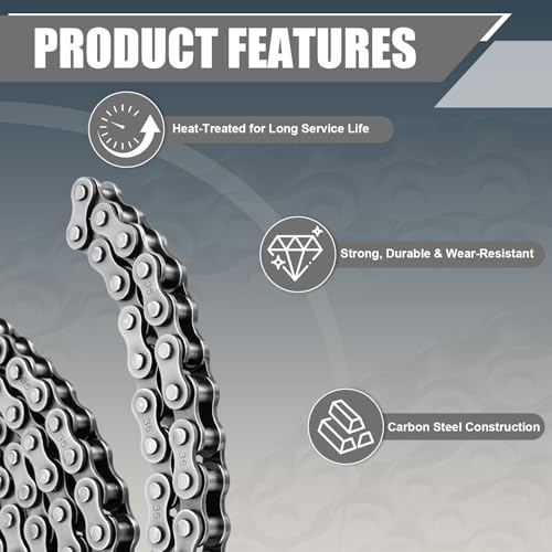 Image of Podoy #35 Roller Chain 10FT (320 Links) Kit with Chain Breaker & 5 Master Links, 3 /8 inch Pitch Carbon Steel Replacement Chain for Go Karts, Mini Bikes, Scooters, Bicycles & General Machinery