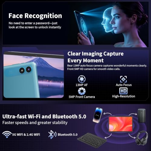 Image of 10 inch Tablet with Keyboard, 2026 Gemini AI, 24GB+256GB+2TB(Black Case) | Android 16 Tablet, Electronics Tablets with 8-Core, 8000mAh, 5G WiFi, GPS, GMS, 2 in 1 Tablet PC with Case /Mouse /Stylus