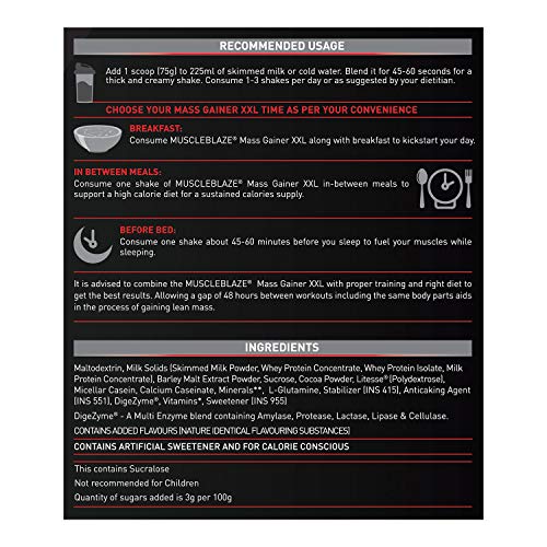 Image of MuscleBlaze Mass Gainer XXL Mass Gainers (3 kg, Cookies & Cream)