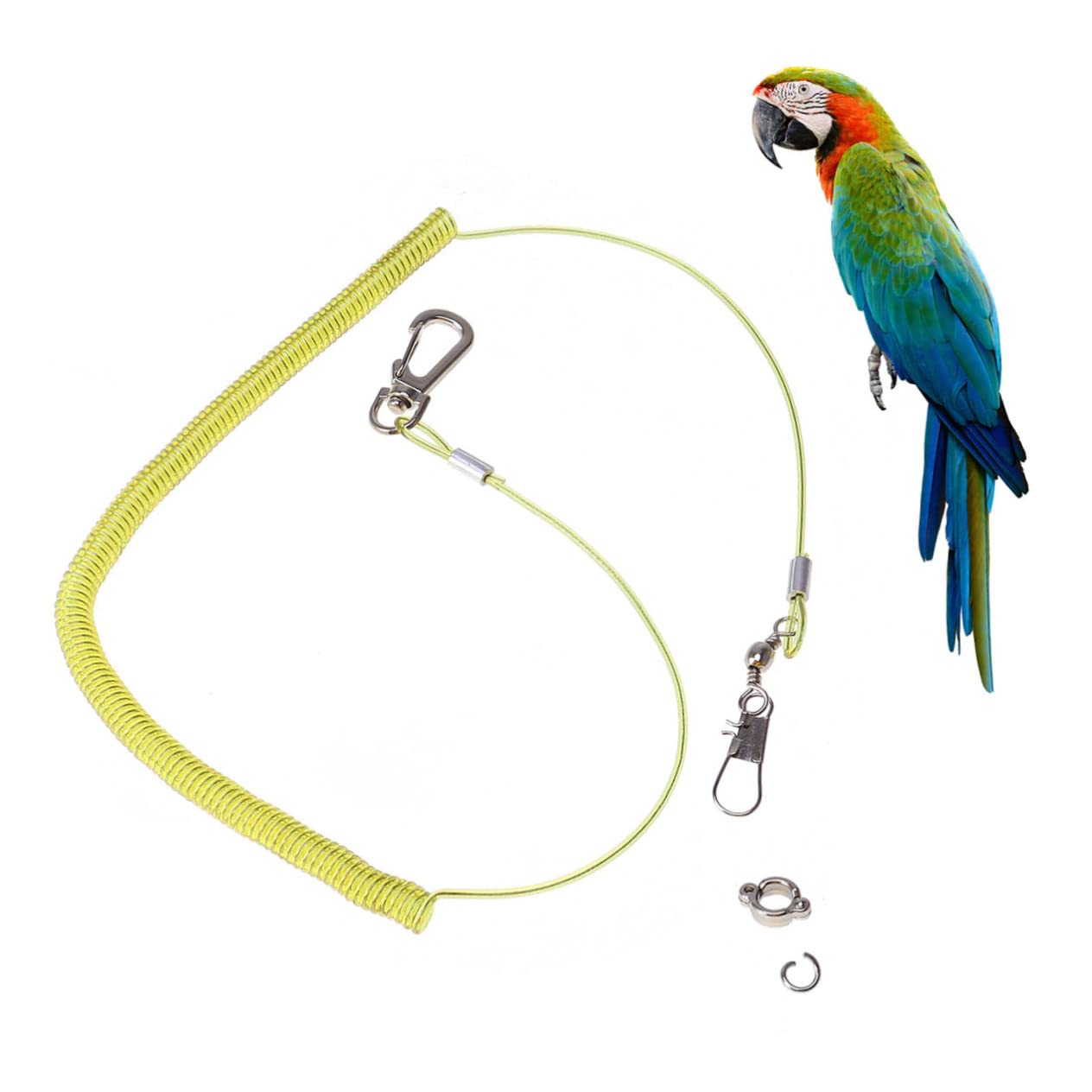 BESPORTBLE Adjustable Bird Leash Parrot Flight Harness Pet Leash Bird Harness for Parrot Strong Plastic Steel Wire Claw Ring Random Color
