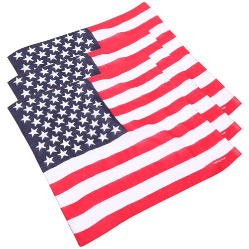 MOBUTOFU Pañuelo al Libre Adecuado para Actividades al Aire Libre y Uso Decorativo Uso Decorativo y para Aire Actividades Patriótico Diseño de Bandera de Estados Unidos 3 Piezas, Tela