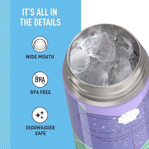 Image of THERMOS FUNTAINER 16 Ounce Stainless Steel Vacuum Insulated Bottle with Wide Spout Lid, Princess Ariel
