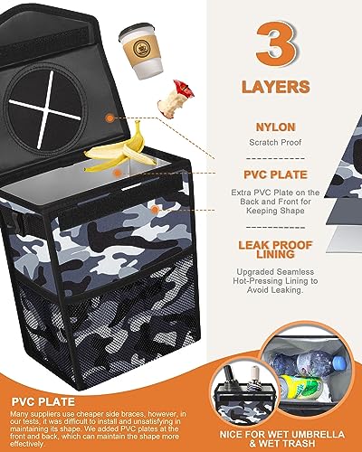 Image of Pritent Car Trash Can with Lid Leakproof Car Garbage Bag Vehicle Trash Bin