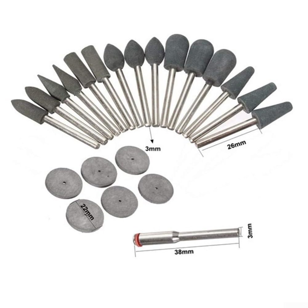 Set di 22 dischi in gomma per smerigliatura e utensili rotanti, accessori per lucidatura e sbavatura multi materiale per pietra, metallo, vetro, adatto per elettrici