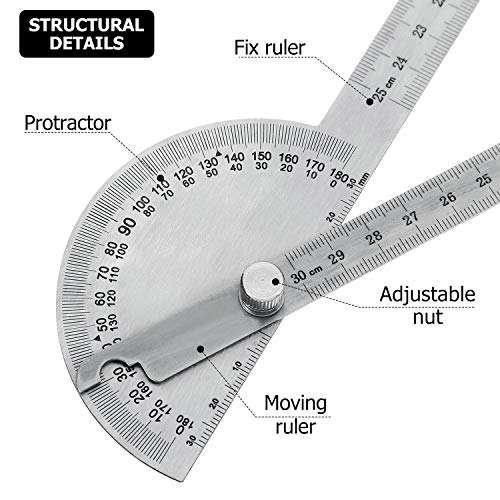 Outus OUTUS-ANGLE FINDER-D3 Angle Protractor Angle Finder Ruler Two Arm Stainless Steel Protractor Woodworking Ruler Angle Measure Tool thumb #2