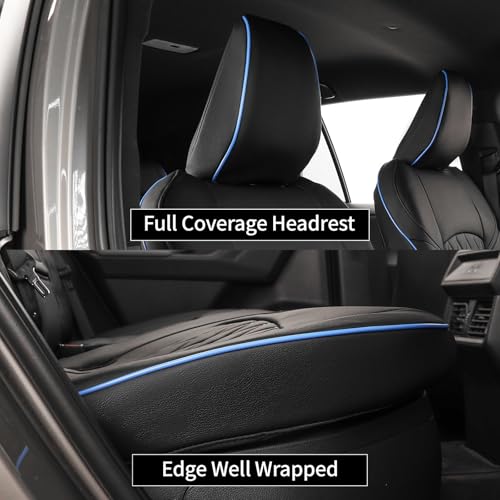 Image of EKR Rav4 Seat Covers Custom Fit for Toyota Rav4 (Hybrid) SE /XSE 2026, Car Seat Cover Full Set for SUV,Factory-Style Upgrade, Easy-Wipe Protection,Faux Leather(Black with Blue Piping)