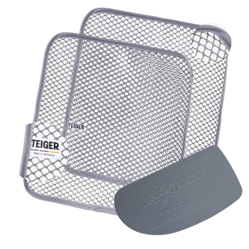 Teiger Bundle 2 x Teigreinigungstuch + Teigschaber Teigreiniger Teigentferner hochwertiges Netztuch für hartnäckige Verschmutzungen Teigtuch Mesh Spültuch Reinigungstuch Spüllappen