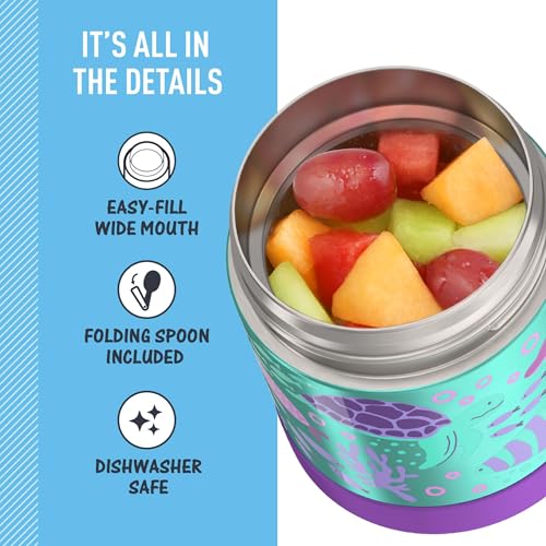 Image of THERMOS FUNTAINER Insulated Food Jar, 10 Ounce, Kid Friendly Food Jar with Foldable Spoon, Ocean Pals