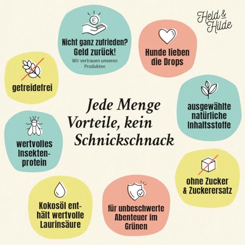 Hundesnacks zur Unterstützung der Abwehrkräfte in der Natur, Schwarzkümmelöl Kokosöl Bierhefe Zistrosenkraut Insektenprotein, nachhaltig ohne künstliche Zusätze Made in Germany, 330g