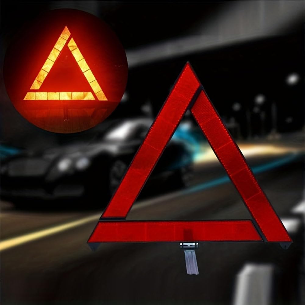 Whlxq Normal Triangle Foldable Red Reflective Warning Sign, Emergency Breakdown Warning Triangle, Compatible With Audi B8 B9 C7 C8 Q3 F3 8U