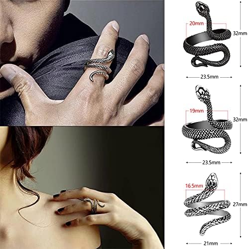 XIALINBUY MUSEDAY 3Pcs Adjustable Snake Rings Fashion Animal Rings for Women Vintage Punk Jewelry Snake Open Ring Rings Charm Finger Ring for Men and Women Rocker Punk Gothic Vintage Threaded