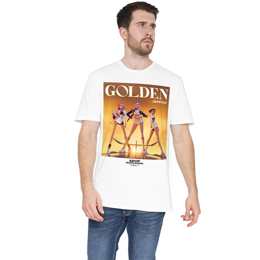 Kpop Demon Hunters Huntrix Golden Poster Unisex T Shirt, White, XX-Large