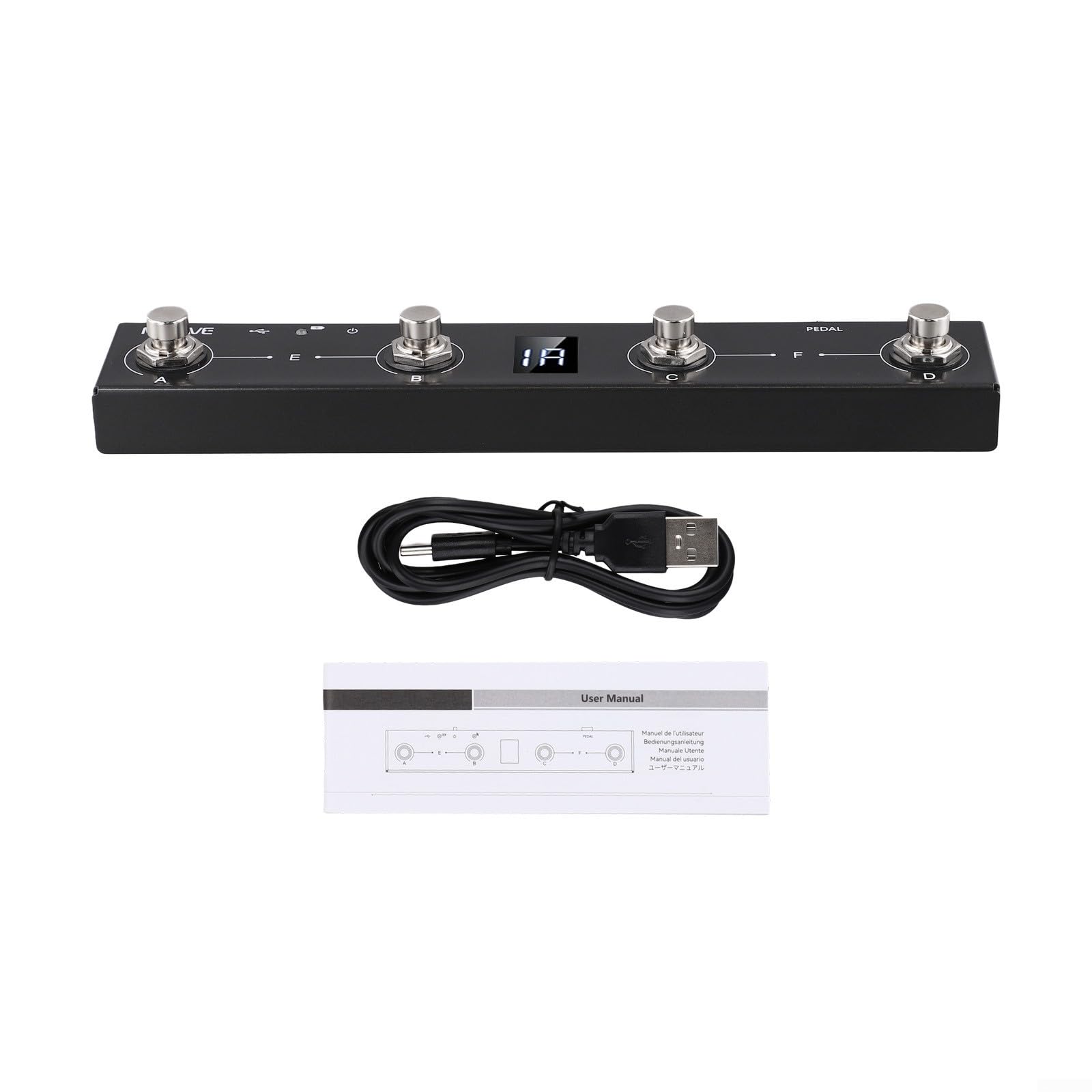 4 botones para controlador de pie midi inalámbrico, modo host USB, construcción de metal, 12 horas, para la duración de la batería, equipo de estudio