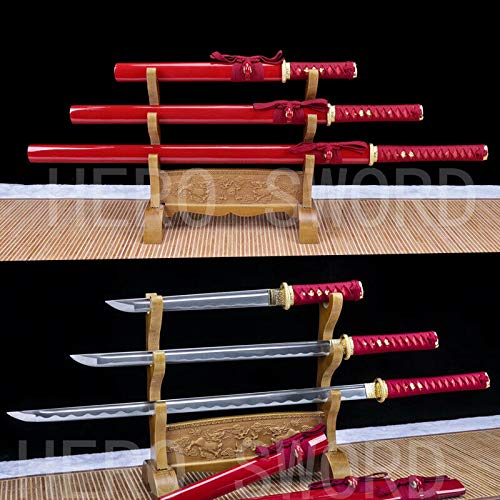 HIGH Carbon Steel Ninjato Japanese Samurai Sword Set(Katana + WAKIZASHI + Tanto)