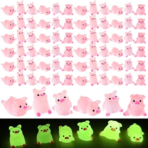 DAGLLGEW Mini cochons, 100 pièces, 6 Styles, adorables, phosphorescents, en résine, Miniatures décoratives pour Table, bonsaï, Plantes en Pot, Maison de poupée. Figurines de Cochon en résine. – vue 4