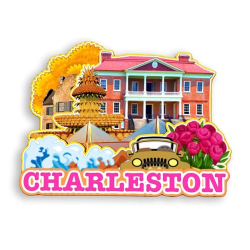 Quwsne Kühlschrankmagnet Charleston South Carolina USA Kühlschrankmagnet Stadt Reise Souvenirs Touristengeschenke 3D klassische Sehenswürdigkeiten handgefertigt Handwerk Heimdekoration -1127