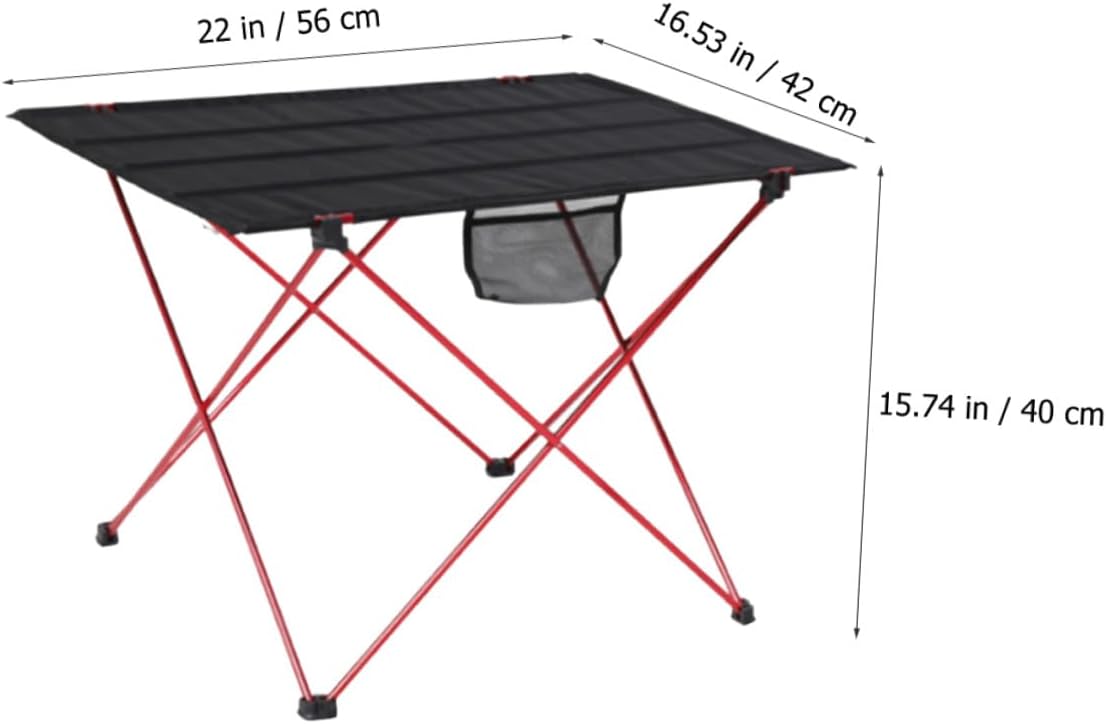 Portable Folding Camping Table and Chair Set, Ultralight Aluminum Alloy Mid-Size Red Table with Chairs for Outdoor Picnic, Beach, Hiking, and Car Travel
