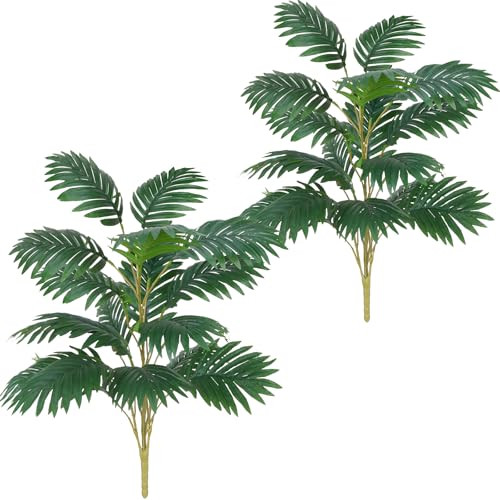 Fairblo 2 Pièces Plantes Artificielles Palmier Interieur 75 cm Fausse Plante Exterieur avec 21 Feuilles de Palmier Artificiel Plantes Palmiers Tropicals...