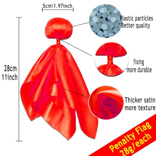 HIOHWEFH 8 Pcs Red Penalty Flag Football Flags, Challenge Flag, Referee Flag for Football, Lacrosse, & Flag Football Sports Fan for Football Games Party Accessory Referee Game Party
