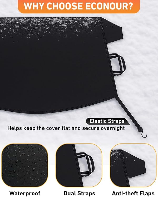 EcoNour Car Snow Cover Compatible for Cadillac XT4 | Windshield Cover for Ice and Snow with S-Hook Straps | Heavy-Duty 600D Oxford Winter Car Cover, Waterproof & Anti-Slip by EcoNour - Image 5