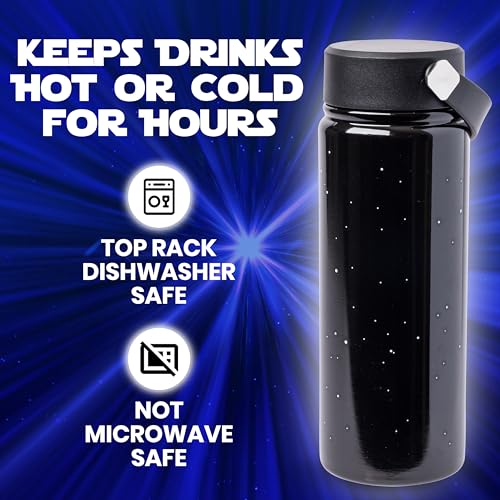 Image of Silver Buffalo Star Wars Logo, Stainless Steel Water Bottle, 20oz | Includes Swivel Handle, 0.59 Liters