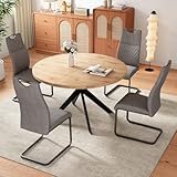 Zerifevni 46.4' Round Dining Table and Chair Set, Mid Century Modern Round Dining Table for Set of 4, Coffee Table w/Steel Legs for Kitchen Dining Room, Office, Save Space