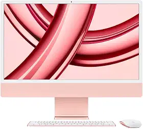 iMac. O computador desktop tudo em um da Apple com chip M3 (2023): CPU de 8 núcleos, GPU de 10 núcleos, tela Retina 4.5K 24 pol, 8GB de memória unificada, SSD de 512GB e acessórios na mesma cor. Rosa