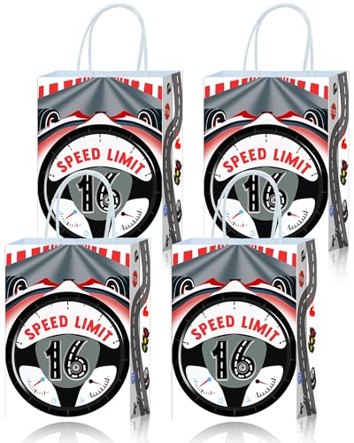 Roselush 16 peças de bolsas de presentes com tema de aniversário para carteira de motorista, aluno, motorista, festa, carro, estrada, tema de carro, aluno, carro, estrada, presente