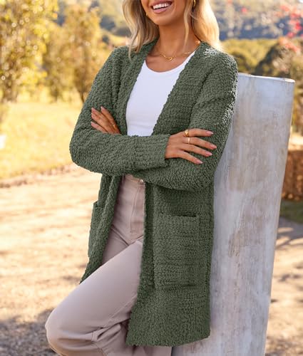 Image of MEROKEETY Women's Long Sleeve Soft Chunky Knit Sweater Open Front Cardigans Outwear Coat