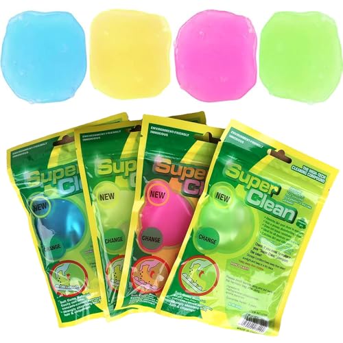 Penbinmall Gel Limpieza para Teclado 4 Piezas - Gel Limpiador de Polvo para Interior Coche, Kit Limpieza Coche para Automóviles, Teclado, Ordenador Portátil, Slime Limpiador Universal de Polvo
